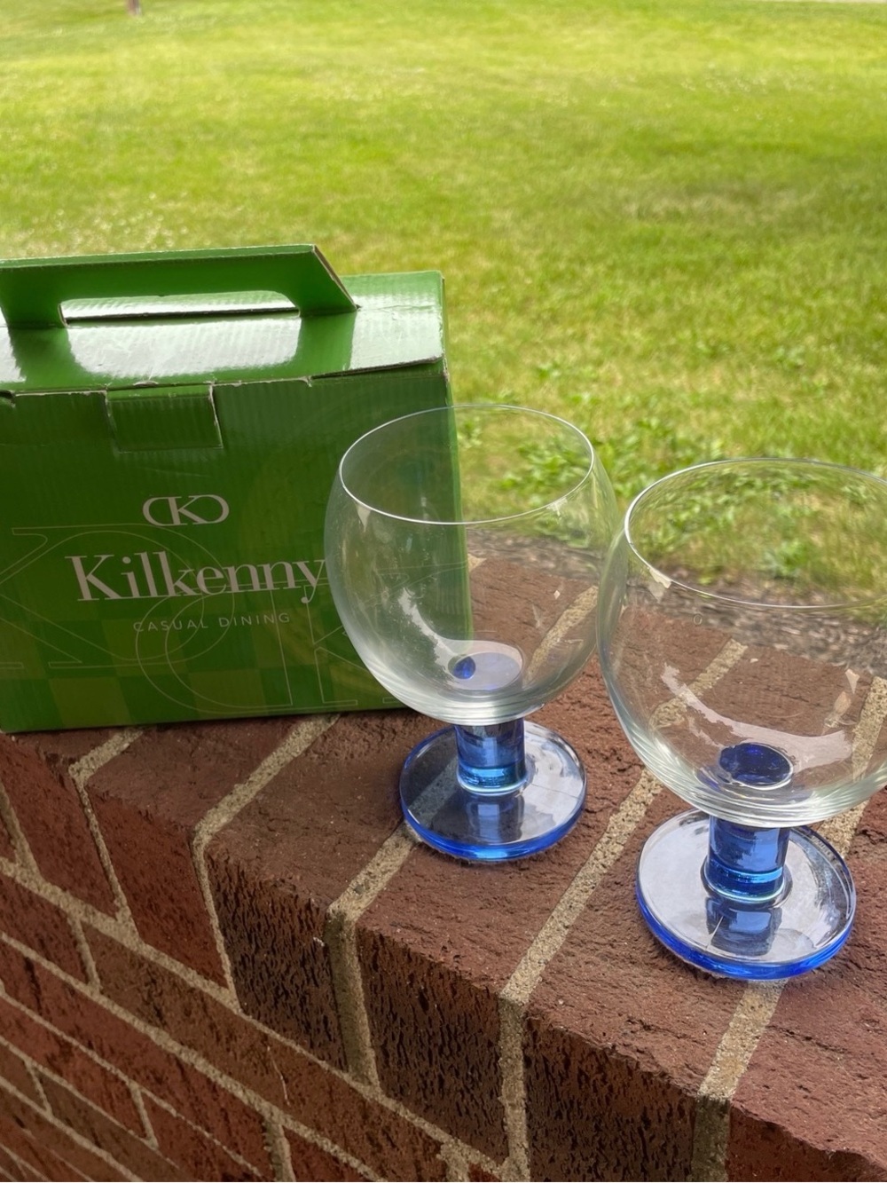 Like New Kilkenny Blue Stemmed Goblets - 2 Boxed Sets of 2 (Total of 4 Goblets)